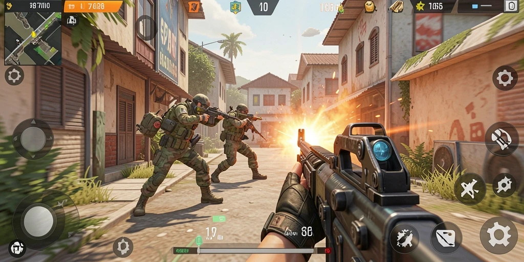 Tampilan gameplay aksi seru dalam 8768, game TPS yang menegangkan.