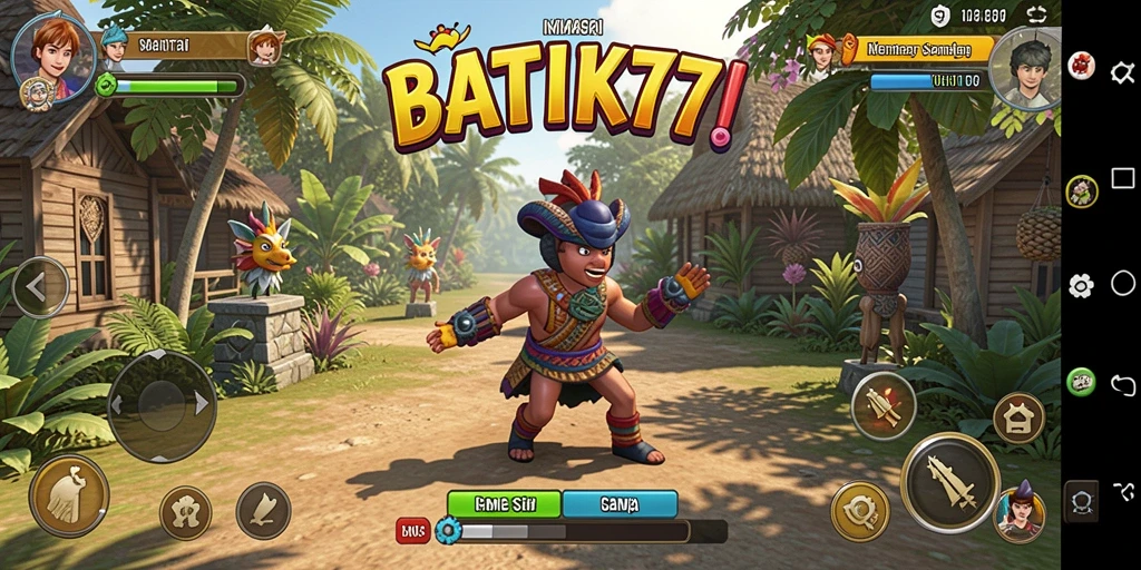 Tampilan gameplay menarik dari <strong>BATIK77</strong> dengan warna-warna cerah dan desain batik yang indah.