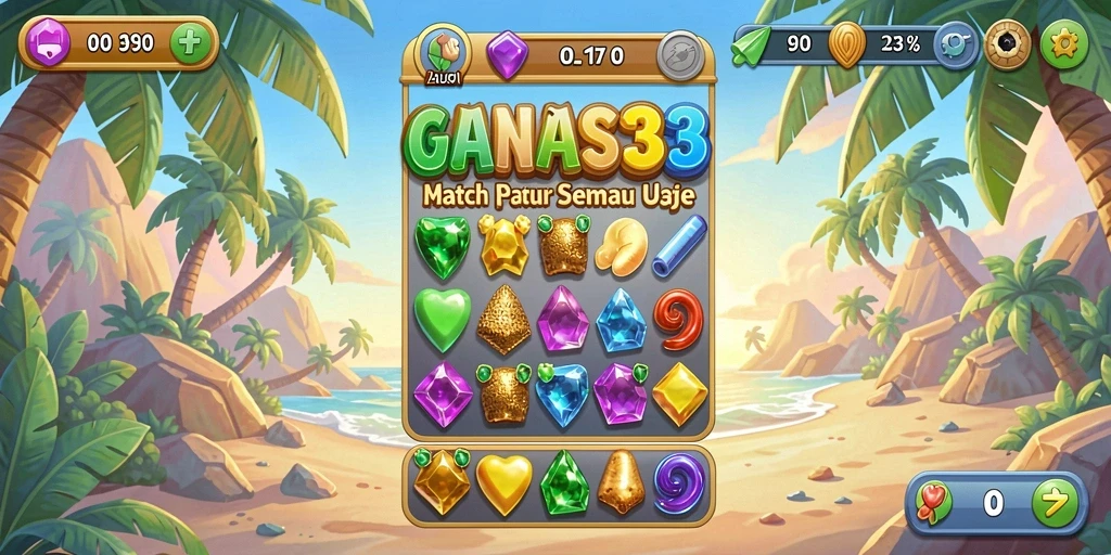 Tampak menariknya gameplay seru dari GANAS33 dalam mencocokkan batu permata.