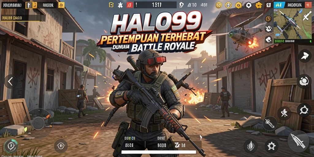 Screenshot menunjukkan aksi seru dalam gameplay HALO99 Battle Royale.