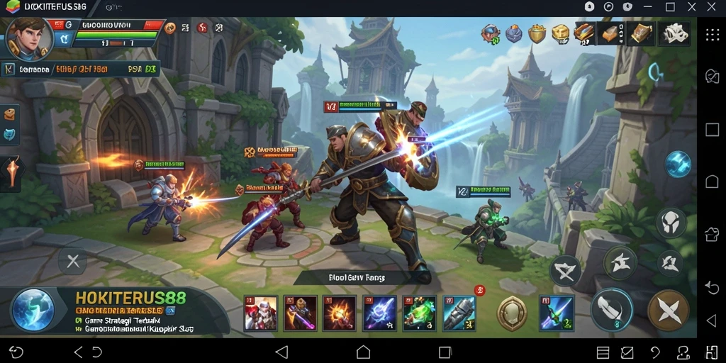 Tangkapan layar gameplay HOKITERUS88 menunjukkan strategi pertempuran yang seru.
