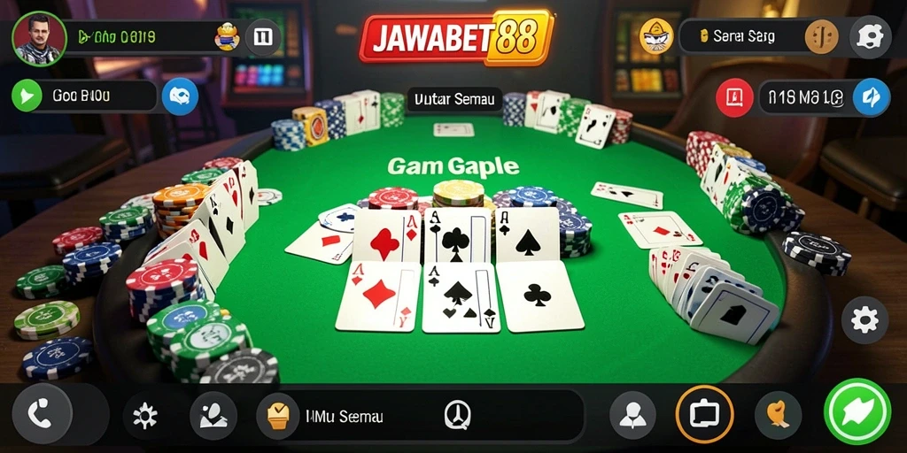 Tampilan gameplay Gaple yang seru dan interaktif di JAWABET88.