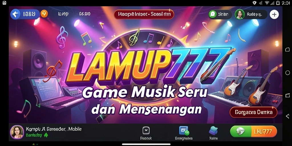 Tampilan gameplay LAMPU777 yang seru dengan banyak tantangan musik.