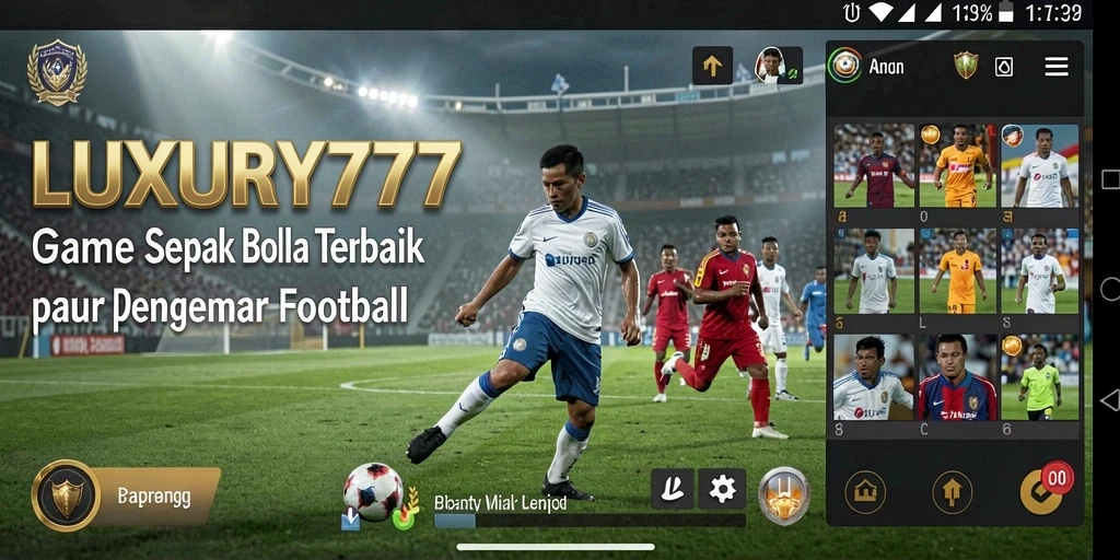 Tampilan gameplay menakjubkan dari LUXURY777 dengan aksi sepak bola yang seru.