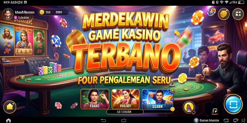 Screenshot gameplay MERDEKAWIN menampilkan suasana Kasino yang menarik.