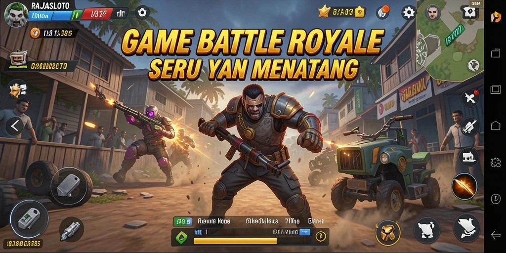 Gameplay intens di medan perang RAJASLOTO dengan aksi seru.