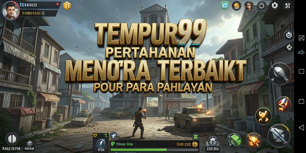 Tampilan gameplay menegangkan di TEMPUR99 dengan menara dan invasi musuh.