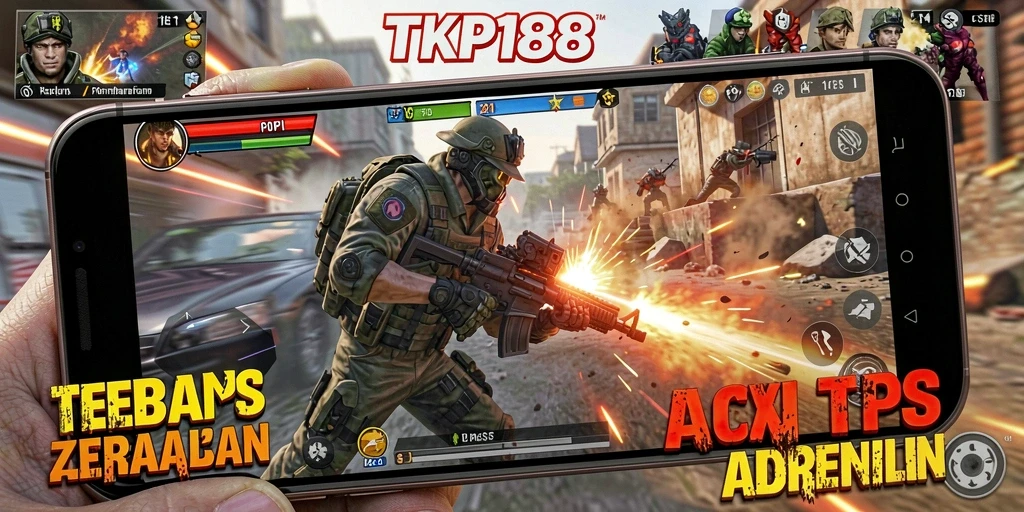 Screenshot gameplay TKP188 menampilkan aksi pertarungan intens dalam mode TPS.