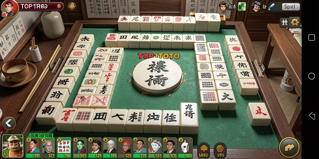 Screenshot gameplay dari TOP1TOTO saat pemain menyusun ubin Mahjong.
