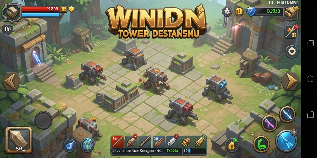 Tangkapan layar menunjukkan aksi strategis di game Tower Defense WINIDN.